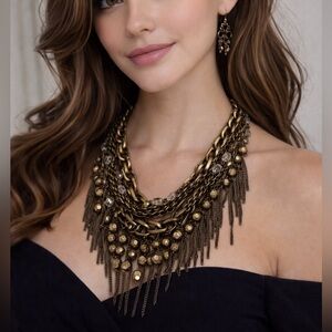 Cara New York Gold Fringe Statement Necklace (BR999/4)